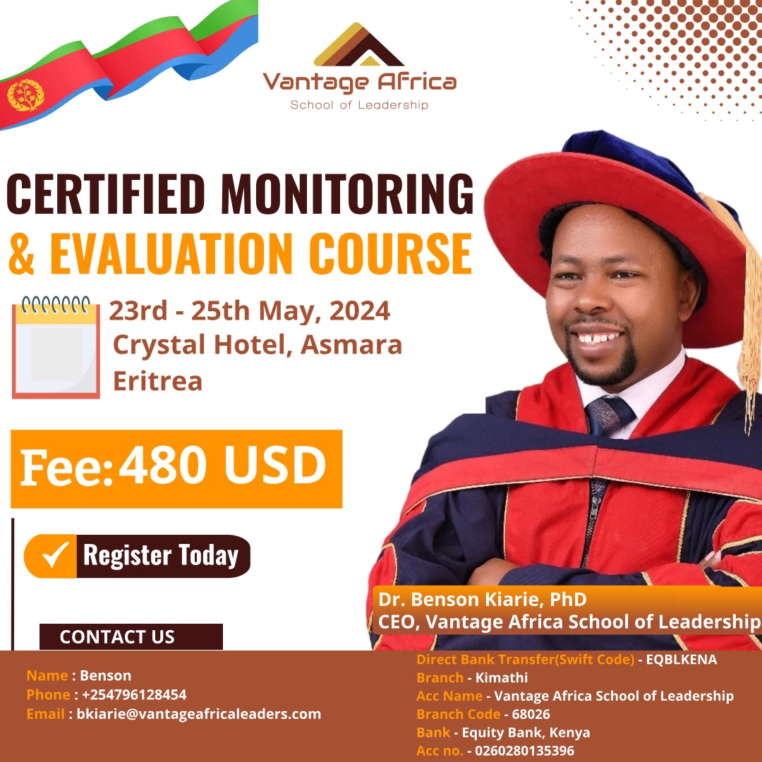 BECOME A CERTIFIED MONITORING AND EVALUATION PROFESSIONAL _ERITREA TRAINING
